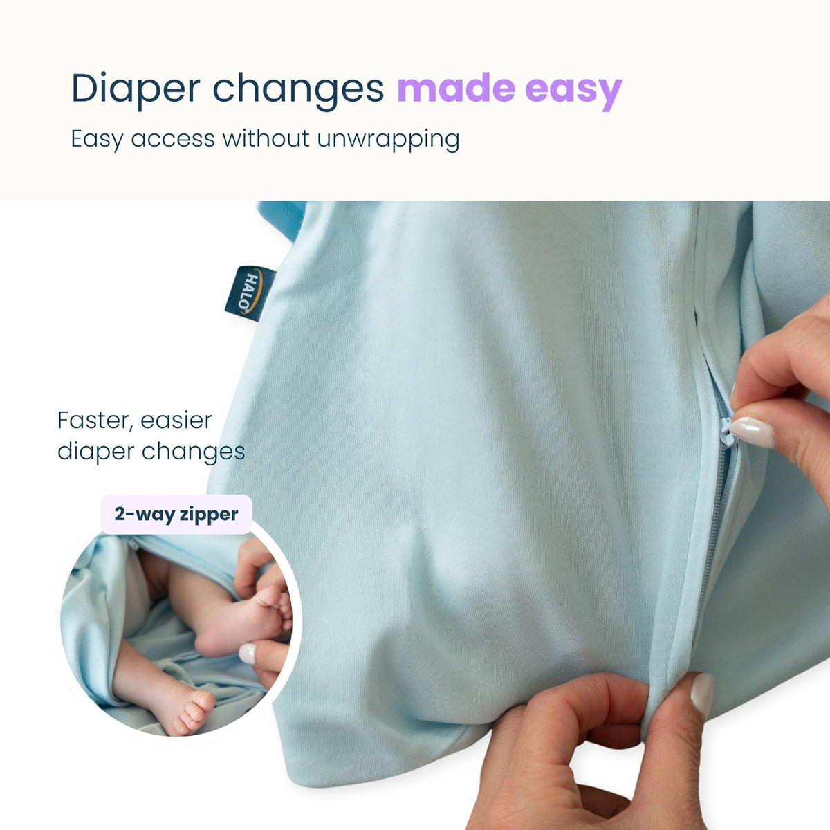 HALO SleepSack Swaddle | Cotton | 1.5 TOG | 68-75°F | 6-12 lbs |Baby Blue
