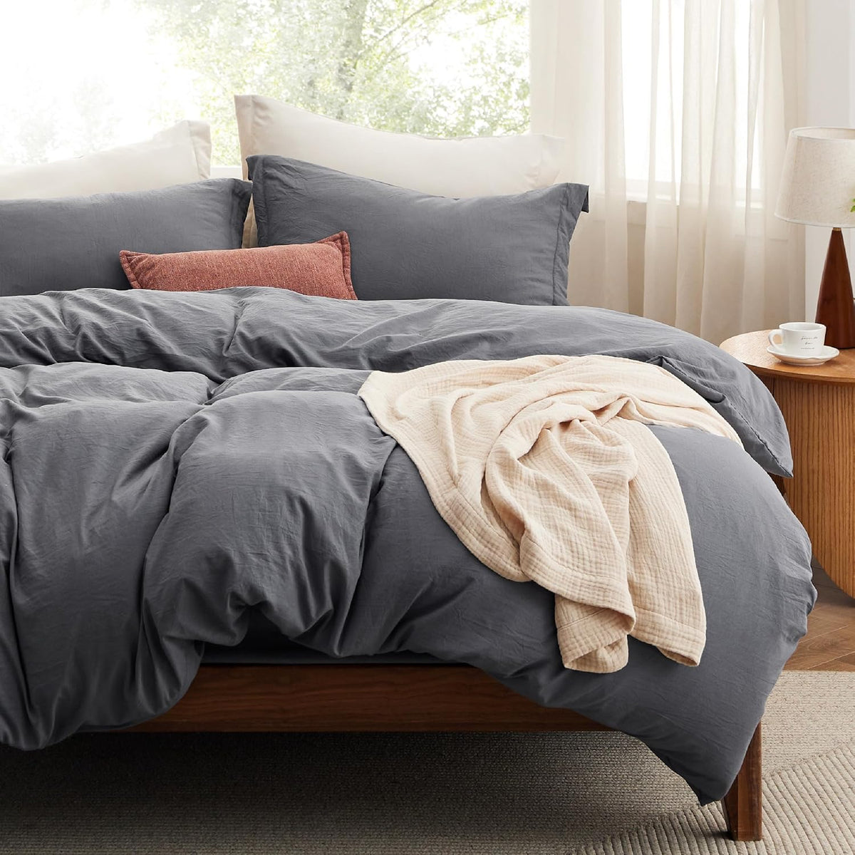 Bedsure Skipper Blue Duvet Cover Queen Size - 3 Pieces Prewashed Cotton-Like Polyester Extra Soft Bedding Set, Includes 1 Duvet Cover 90x90 Inches with Zipper Closure & 2 Pillow Shams, No Comforter