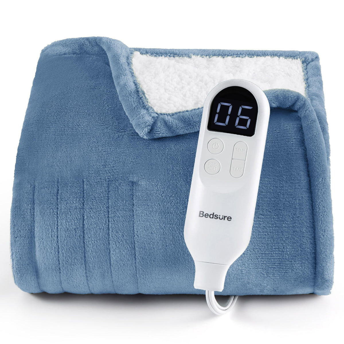 Bedsure Electric Blanket Twin with Preheat Function - Soft Flannel Heated Blanket Twin Size, Fast Heating with 6 Time Settings (Up to 10H) & 6 Heat Settings, Gifts for Grandma (62x84 inches, Grey)