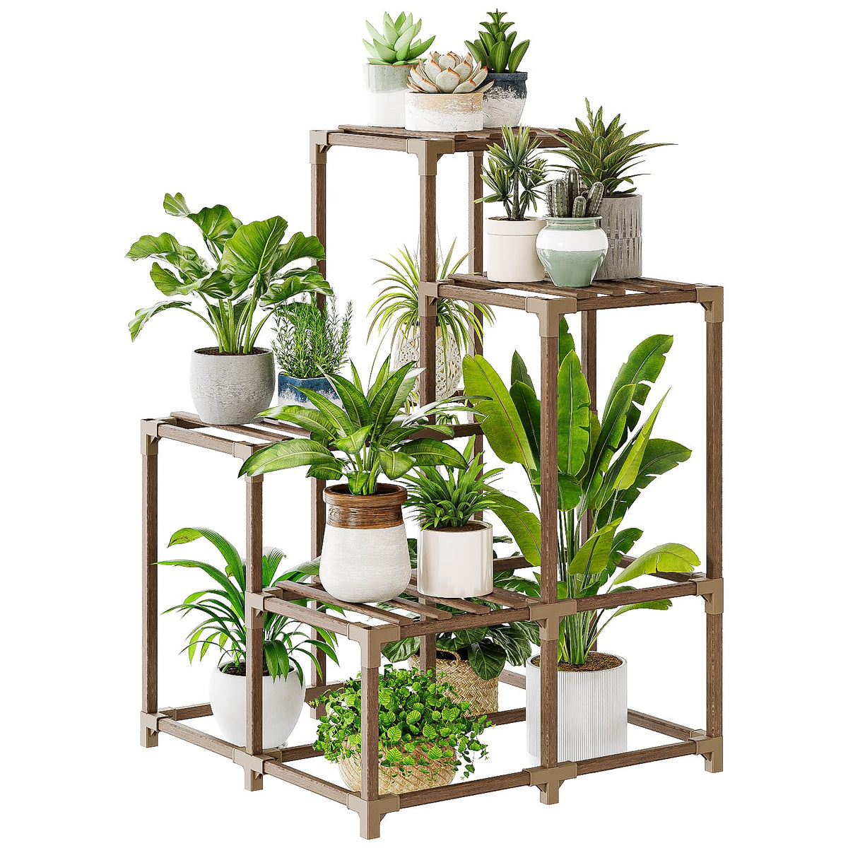 Bamworld Plant Stand Indoor with Flower Fairy Lights Battery Plant Shelf Father Jim Norris notebooks