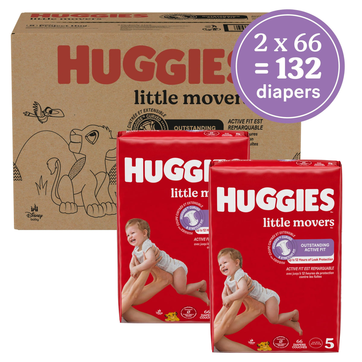 Huggies Little Movers Diapers Size 6, 108 Count (2 Packs of 54)
