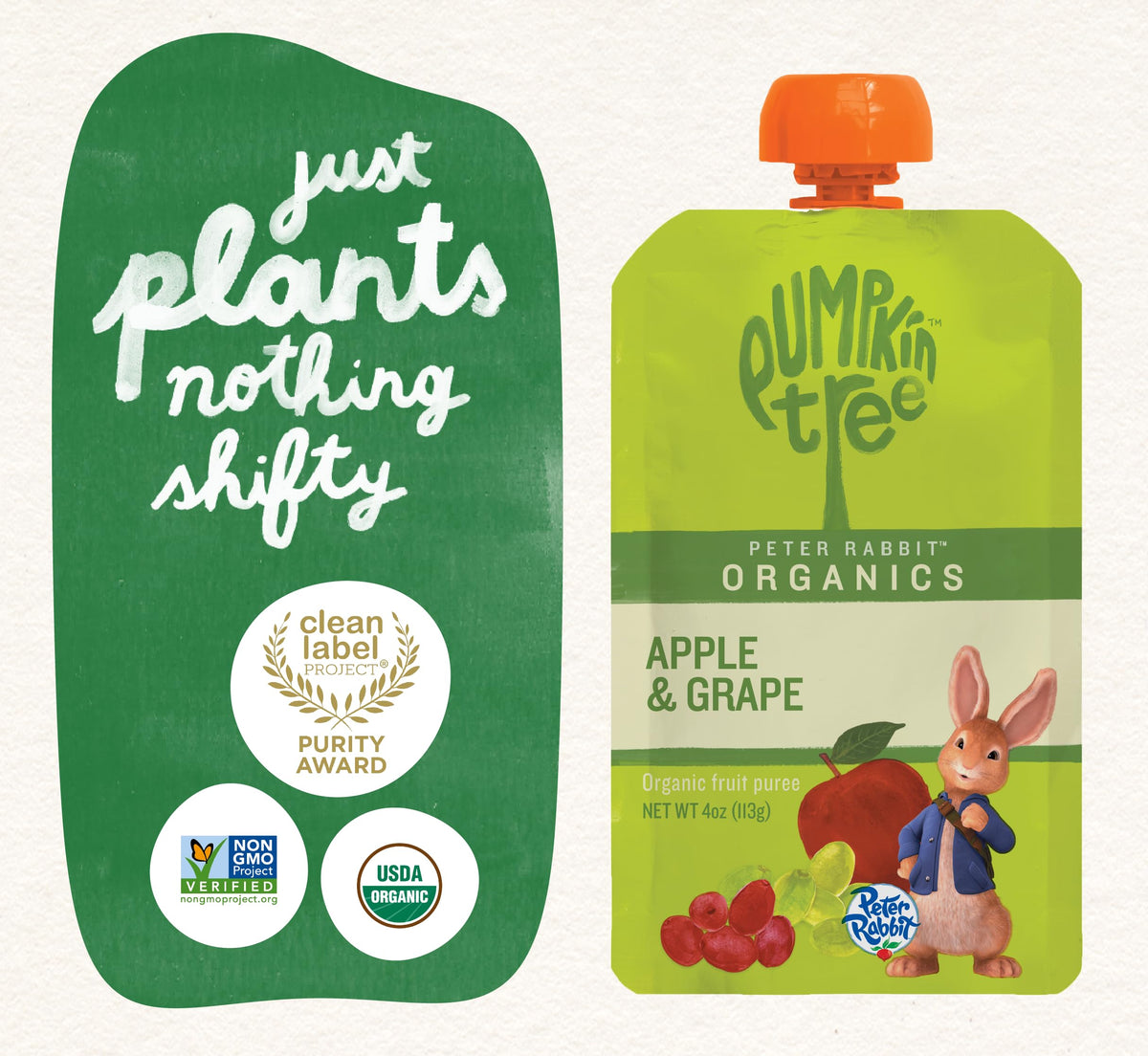 Pumpkin Tree Peter Rabbit Organics Strawberry and Banana Pure Fruit Snack, 4 Ounce (Pack of 10)