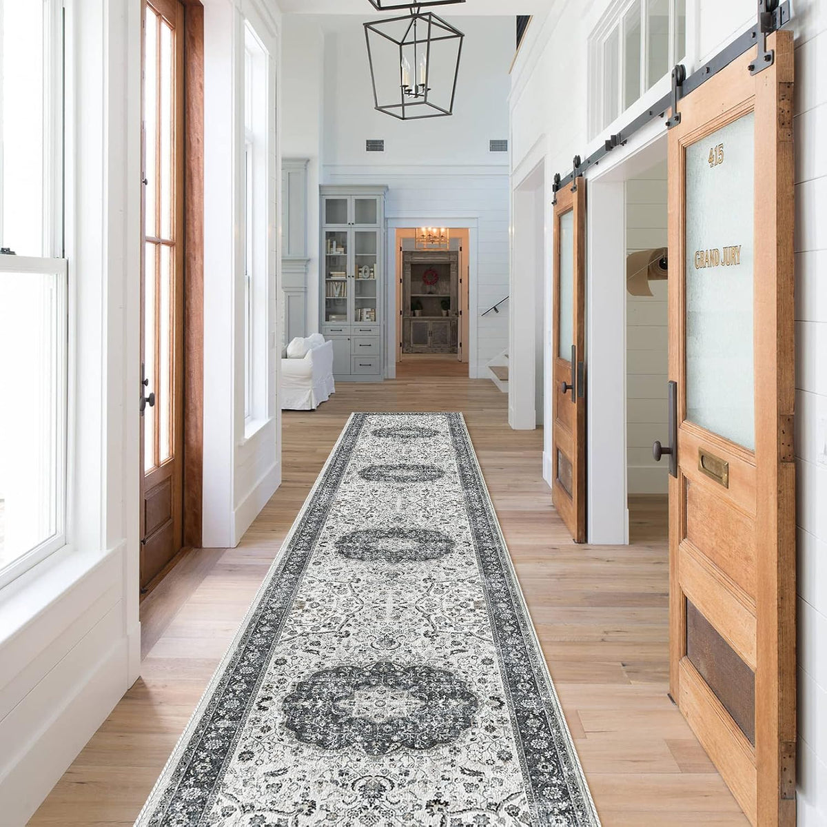 Hallway Washable Runner Rug - 3x10 Kitchen Rugs Entryway Rug Runner Vintage Soft Floor Mat Non Slip Indoor Farmhouse Carpet for Bathroom Living Room Bedroom (3 X 10, Beige)