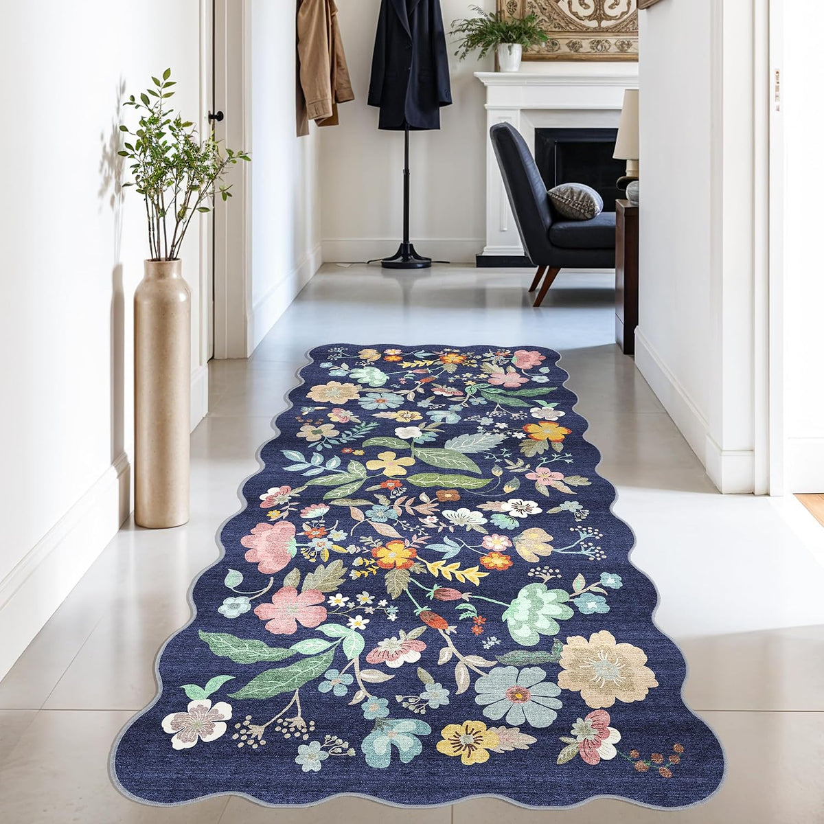 Hallway Washable Runner Rug - 3x10 Kitchen Rugs Entryway Rug Runner Vintage Soft Floor Mat Non Slip Indoor Farmhouse Carpet for Bathroom Living Room Bedroom (3 X 10, Beige)
