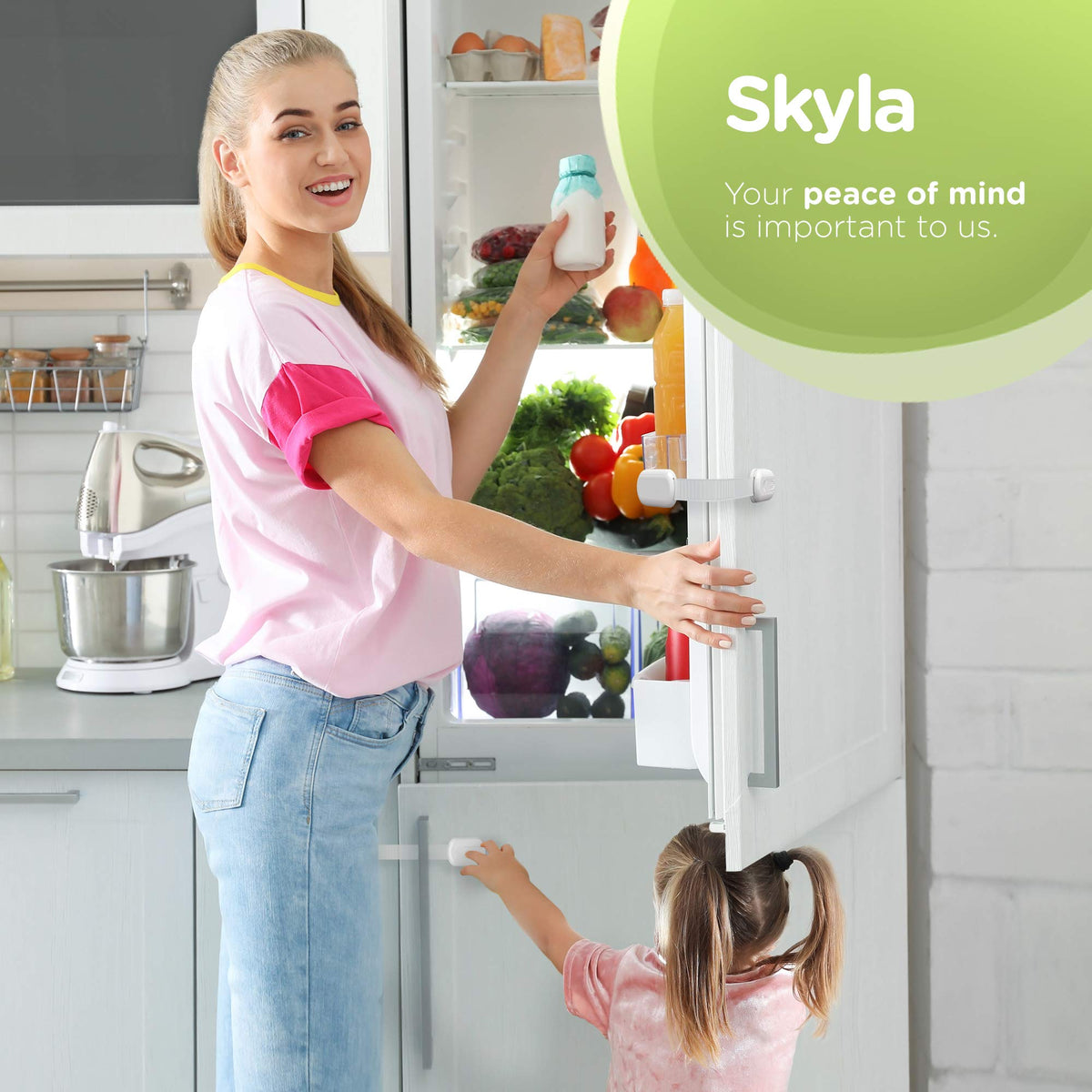 SKYLA HOMES Cabinet Strap Locks for Baby Proofing, 8 Pack, White