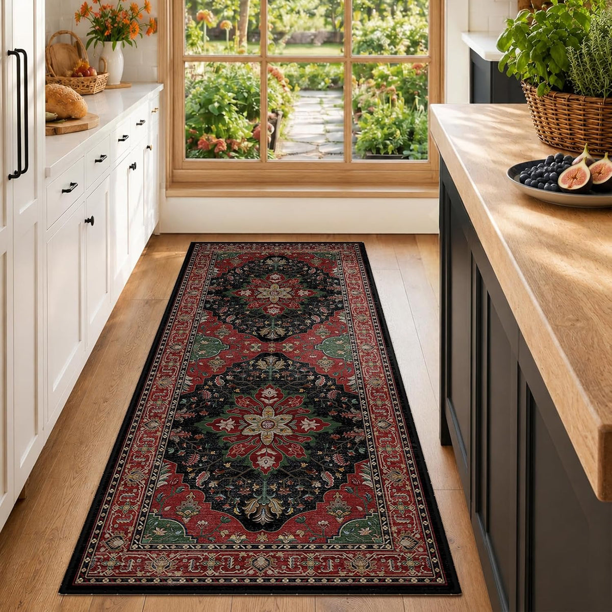 RELEANY Washable Area Rug, Small 2'x3', Teal Green/White/Navy