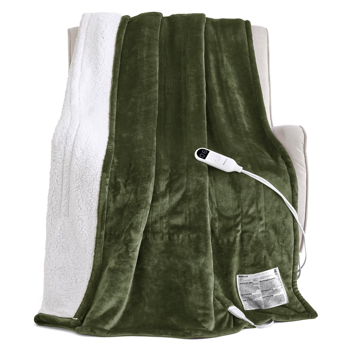Bedsure Electric Blanket Twin with Preheat Function - Soft Flannel Heated Blanket Twin Size, Fast Heating with 6 Time Settings (Up to 10H) & 6 Heat Settings, Gifts for Grandma (62x84 inches, Grey)