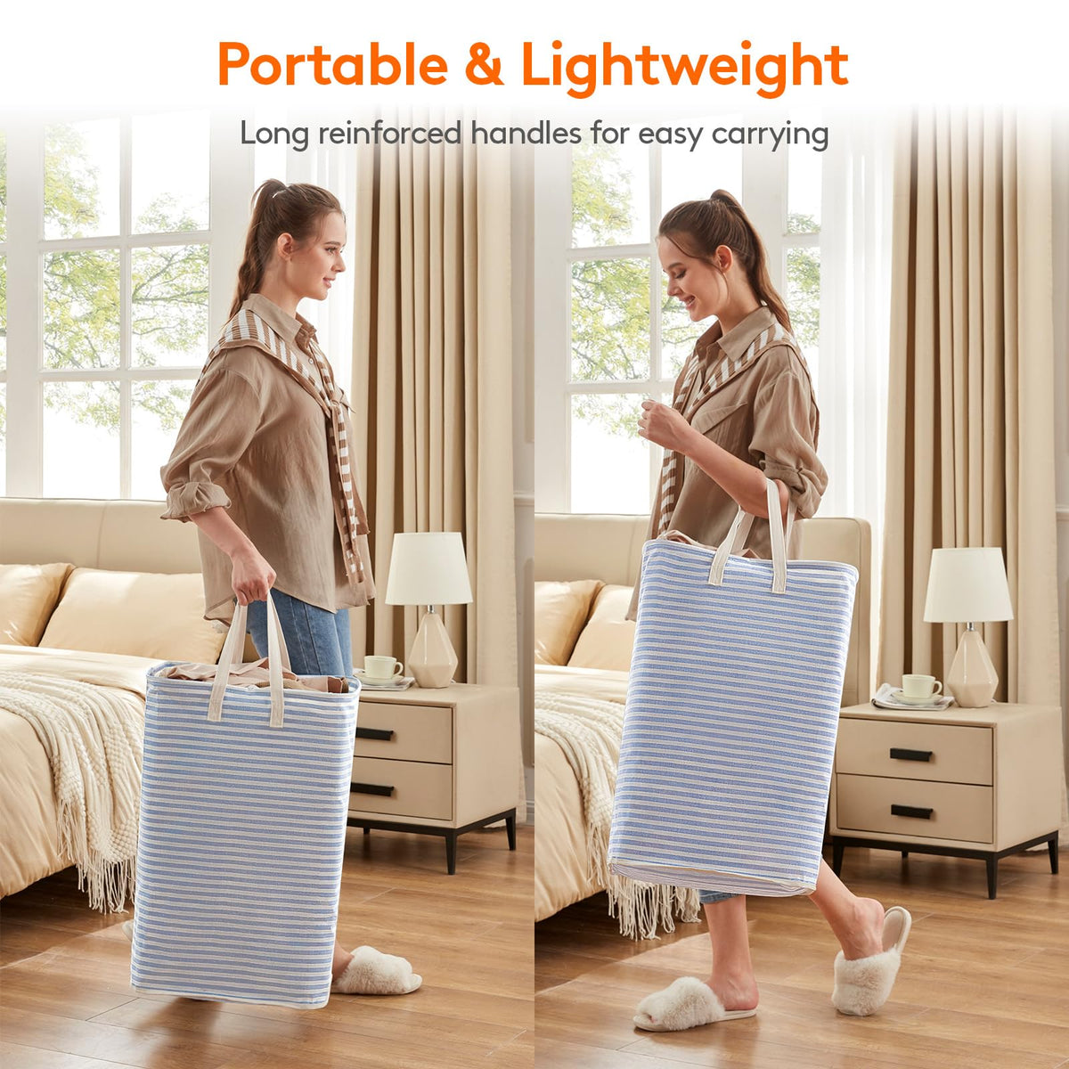 Lifewit 80L Large Laundry Baskets, Laundry Hampers Bags, 2 Pack, Grey