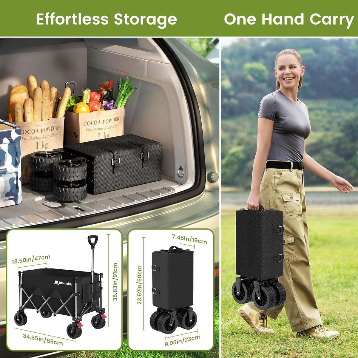 Blomoba Folding Wagon Cart with Wheels, 220lbs Utility Wagon Cart, Black Father Jim Norris notebooks