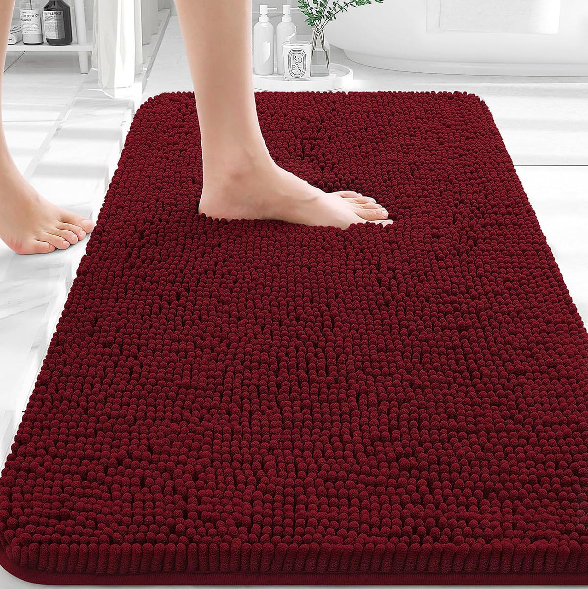 OLANLY Toilet Rugs U-Shaped 20x20,, Soft Absorbent Chenille Contour Rugs