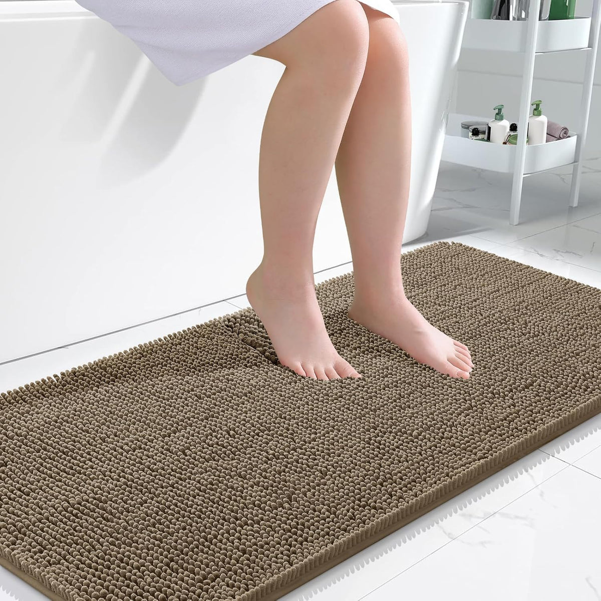 OLANLY Toilet Rugs U-Shaped 20x20,, Soft Absorbent Chenille Contour Rugs