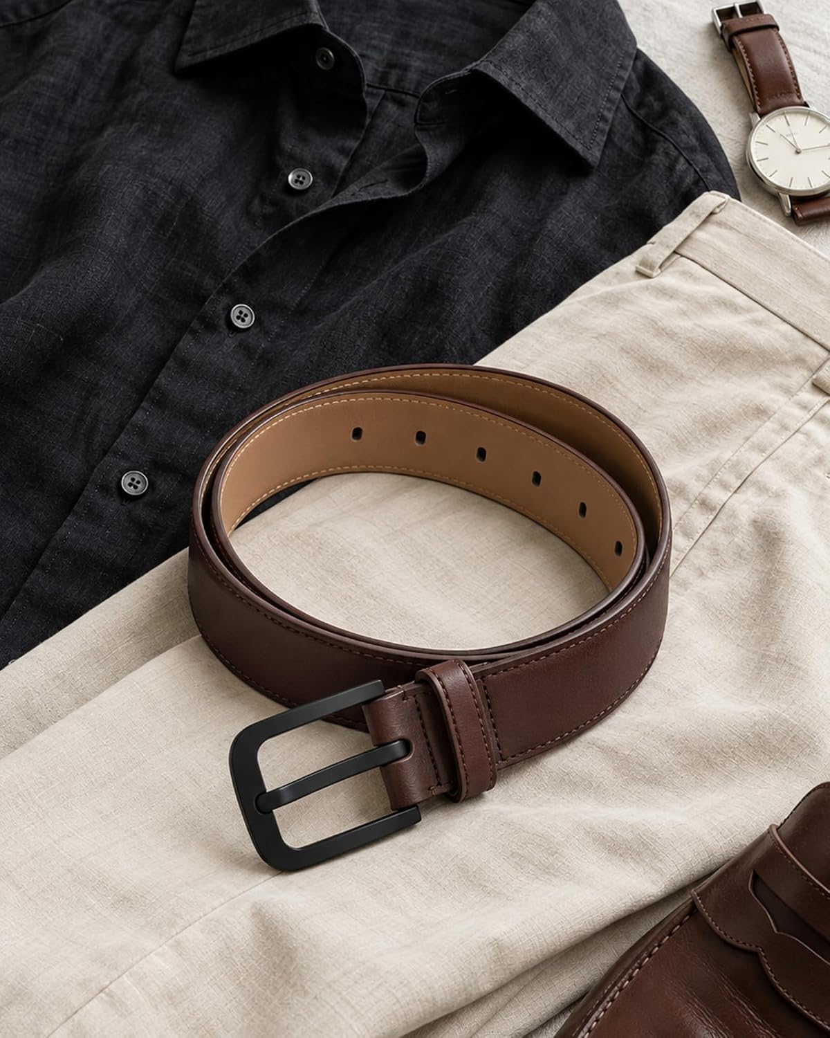 CHAOREN Mens Belts Leather 35mm for Jeans - Tough at Work, Sharp Daily