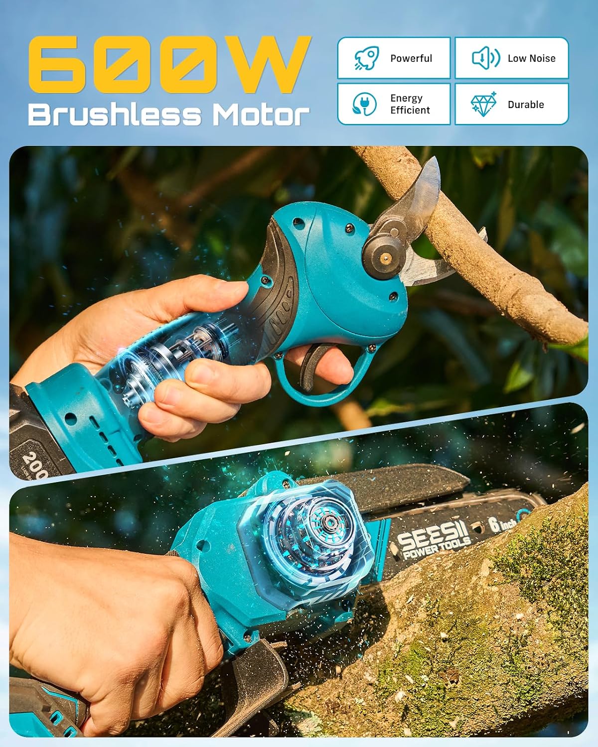 SEESII Flagship 8-Inch Cordless Mini Chainsaw, Upgraded Brushless Motor Father Jim Norris notebooks