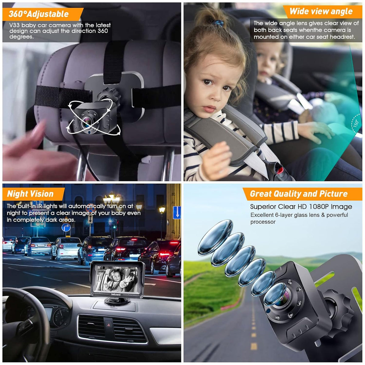 DoHonest Baby Car Camera HD 1080P: Rear Facing Car Baby Monitor Clear Image Father Jim Norris notebooks