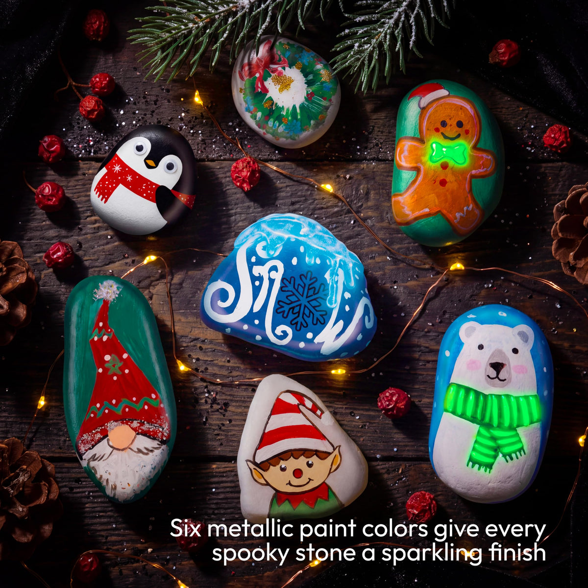 Rock Painting Kit- Glow in The Dark Rock Kit, Arts and Crafts for Kids Ages 6-12, Art Supplies Toy, Kids Craft Paint Kits, Arts & Crafts for Boys Girls Birthday Party Gift Toy