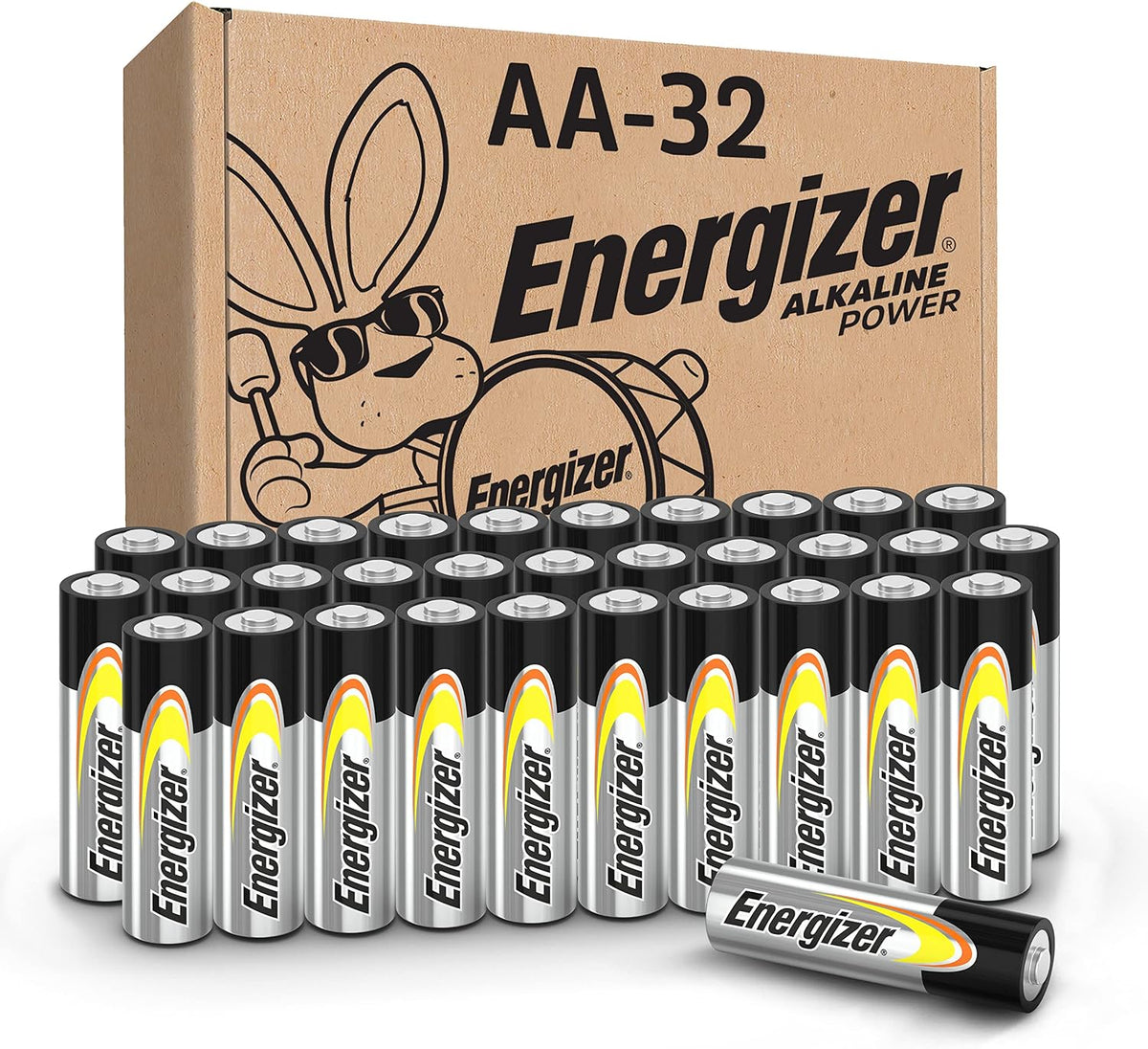 Energizer AA Batteries Alkaline Power, 32 Count Alkaline Double A Battery Pack