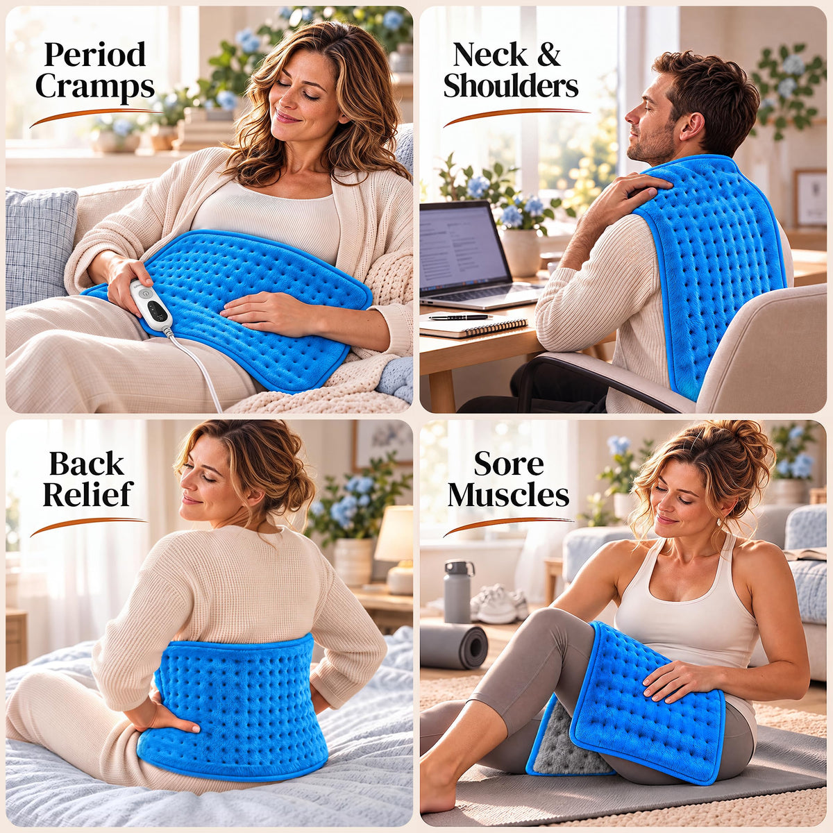 GENIANI XXL Heating Pad for Back Pain & Menstrual Pain Relief, Electric Throw Auto Shut Off,