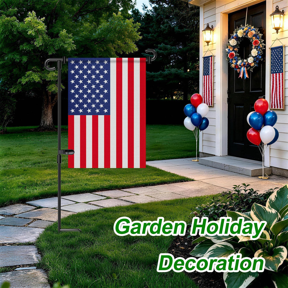 HOOSUN Garden Flag Stand,Premium Garden Flag Holder Pole Metal Powder-Coated Weather-Proof Paint with Graden Flag Clip and Spring Stoppers Without Flag Garden Decorations Father Jim Norris notebooks