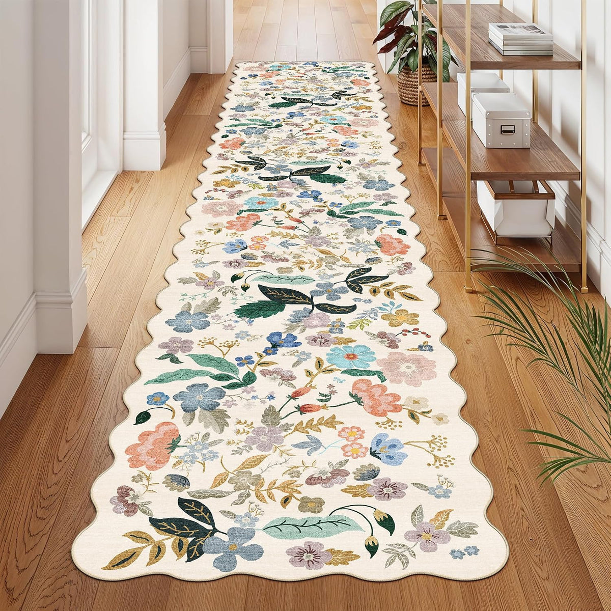 Hallway Washable Runner Rug - 3x10 Kitchen Rugs Entryway Rug Runner Vintage Soft Floor Mat Non Slip Indoor Farmhouse Carpet for Bathroom Living Room Bedroom (3 X 10, Beige)