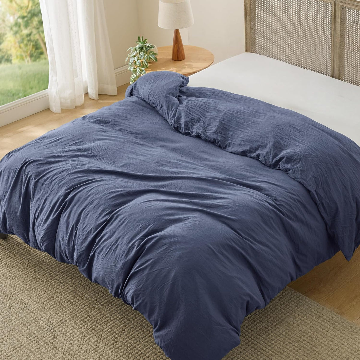 Bedsure Skipper Blue Duvet Cover Queen Size - 3 Pieces Prewashed Cotton-Like Polyester Extra Soft Bedding Set, Includes 1 Duvet Cover 90x90 Inches with Zipper Closure & 2 Pillow Shams, No Comforter