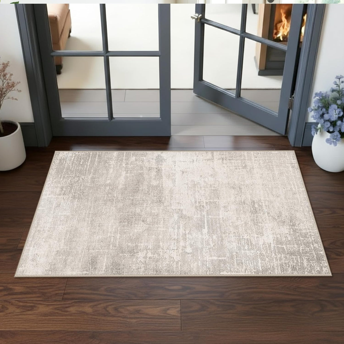 Hallway Washable Runner Rug - 3x10 Kitchen Rugs Entryway Rug Runner Vintage Soft Floor Mat Non Slip Indoor Farmhouse Carpet for Bathroom Living Room Bedroom (3 X 10, Beige)