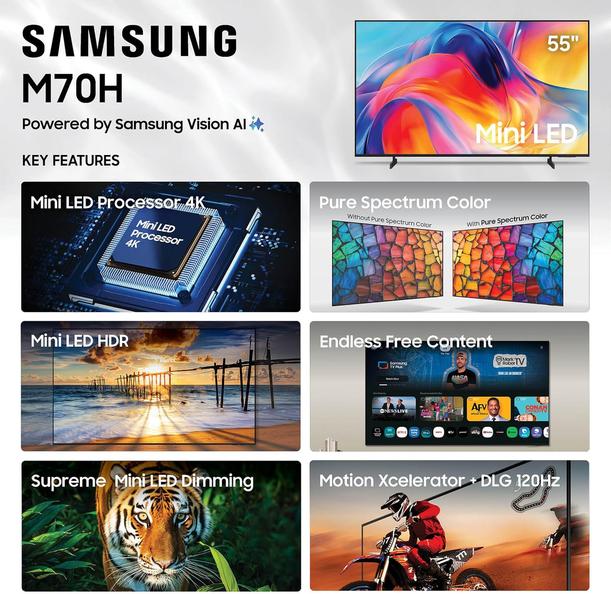 Samsung 55-Inch Class M70H Series, Mini LED, 4K, Smart TV, 2026 Model Father Jim Norris notebooks