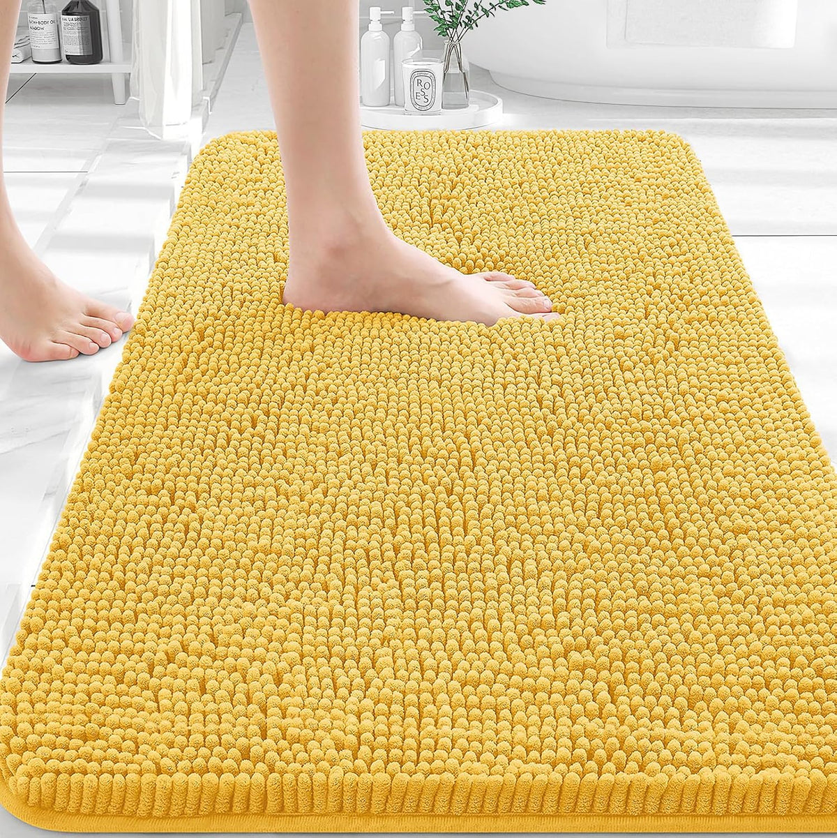 OLANLY Toilet Rugs U-Shaped 20x20,, Soft Absorbent Chenille Contour Rugs