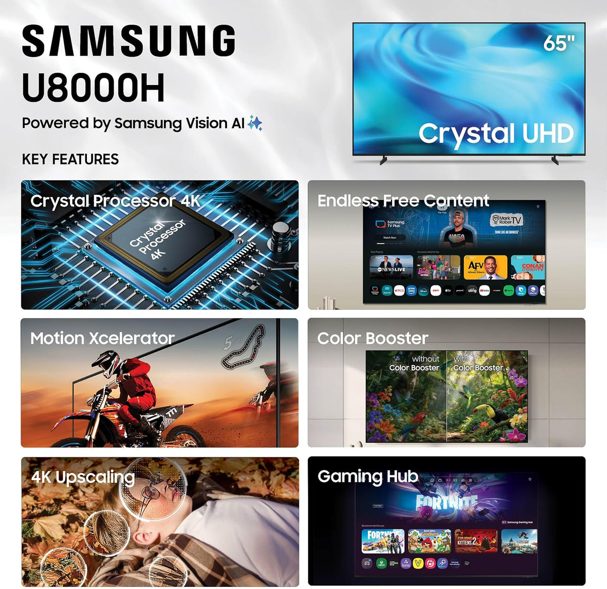 Samsung 65-Inch Class Crystal UHD U8000H Series Samsung Vision AI Smart TV (2026 Model, 65U8000H) Processor 4K, Endless Free Content, Motion Xcelerator, Color Booster, Alexa Built-in Father Jim Norris notebooks