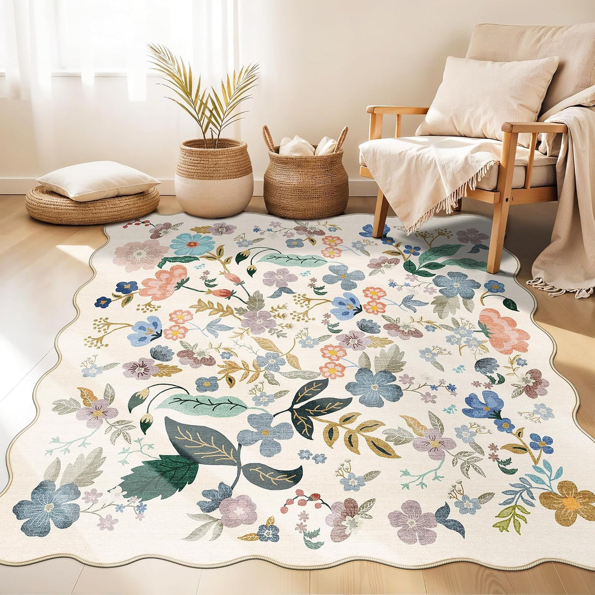 Hallway Washable Runner Rug - 3x10 Kitchen Rugs Entryway Rug Runner Vintage Soft Floor Mat Non Slip Indoor Farmhouse Carpet for Bathroom Living Room Bedroom (3 X 10, Beige)