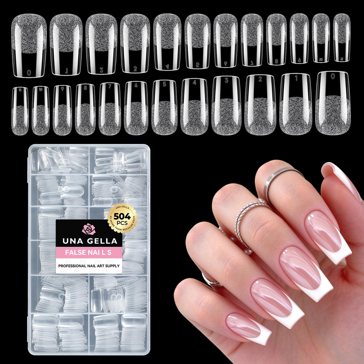 UNA GELLA Short Almond Nail Tips 504PCS Short Fake Nails Soft Press Ons