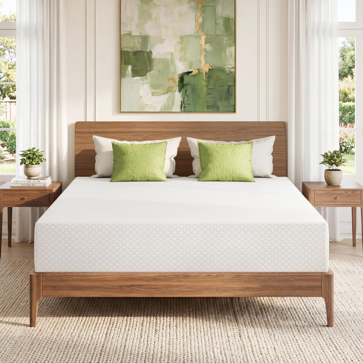 EGOHOME Full Size Memory Foam Mattress 8 Inch, Green Tea, Medium Firm