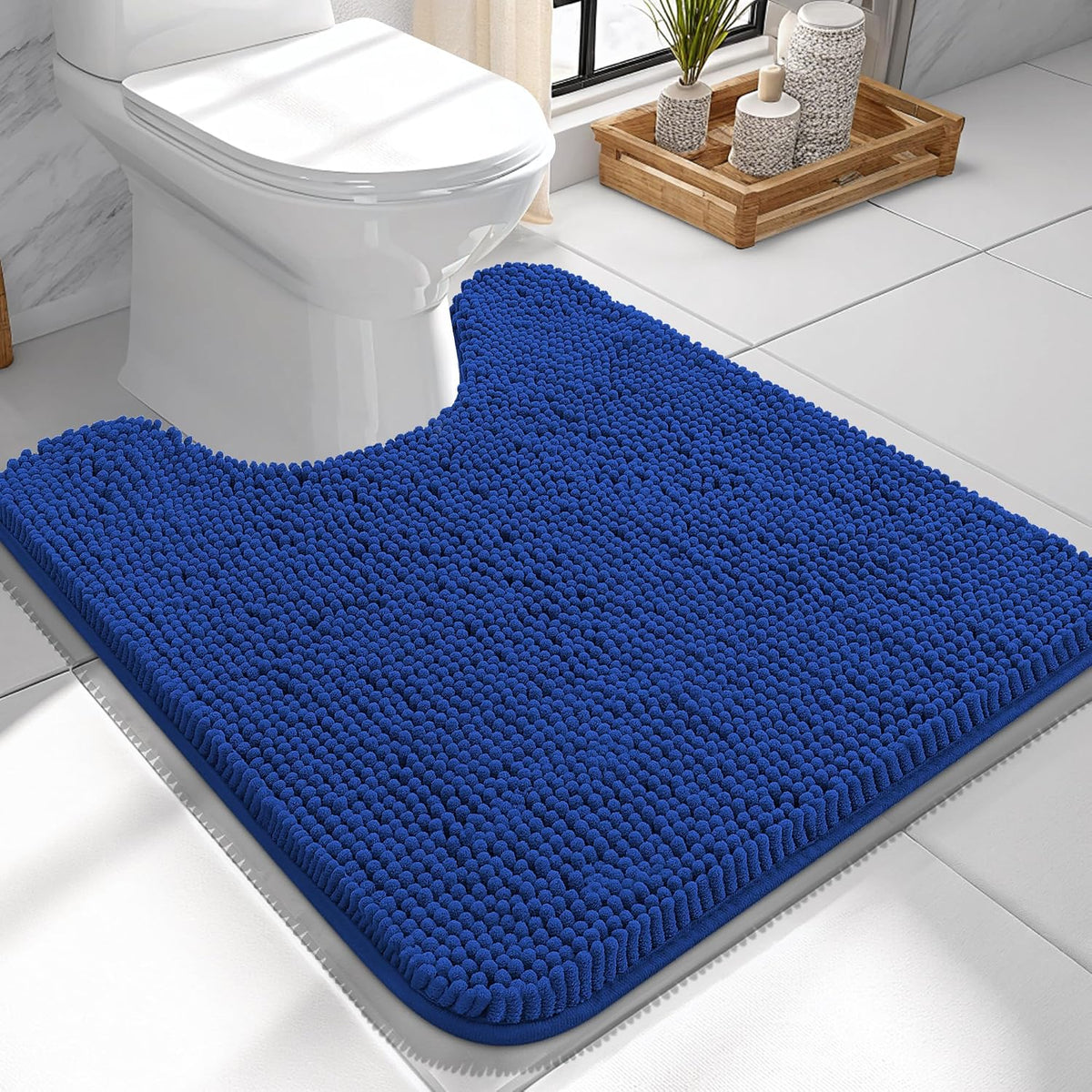 OLANLY Toilet Rugs U-Shaped 20x20,, Soft Absorbent Chenille Contour Rugs