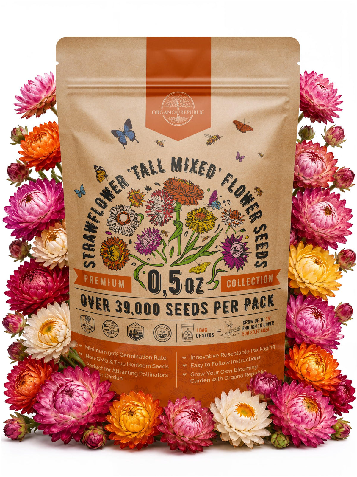 Cosmos Flower Seeds Pack 1 oz - 4,500 Non-GMO Heirloom Annual Seeds for Planting Indoor & Outdoor Gardening, Flower Seed for Garden in Resealable Packet, Floral Mix for Pollinators Perennial Mix Father Jim Norris notebooks