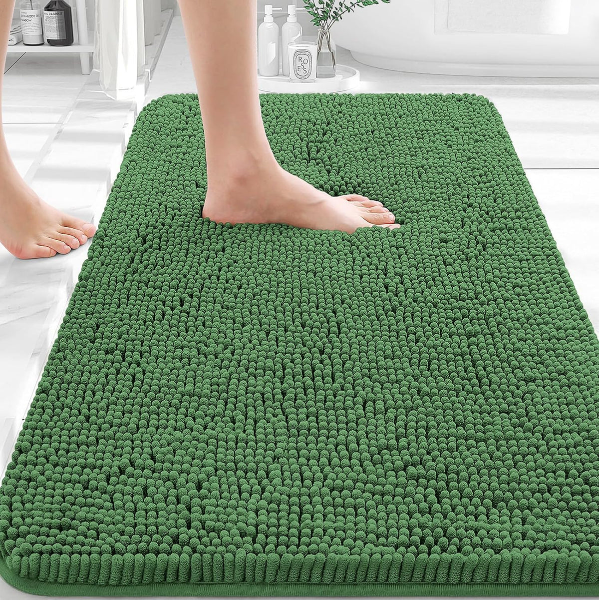 OLANLY Toilet Rugs U-Shaped 20x20,, Soft Absorbent Chenille Contour Rugs