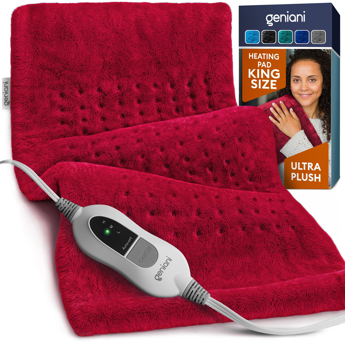GENIANI XXL Heating Pad for Back Pain & Menstrual Pain Relief, Electric Throw Auto Shut Off,
