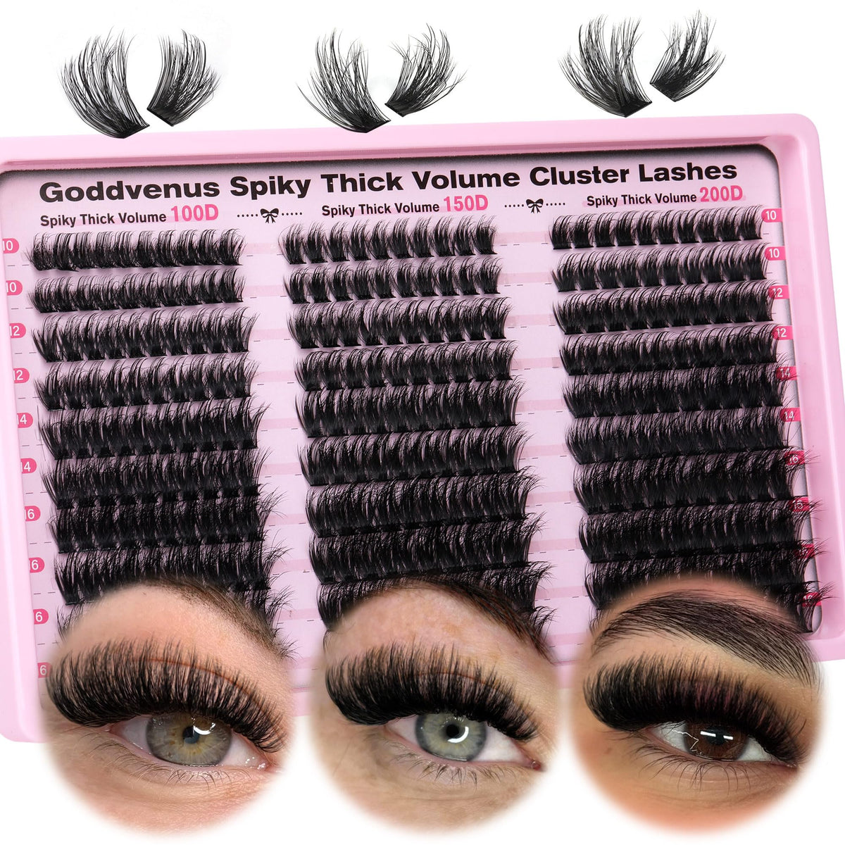 Goddvenus Lash Clusters Kit 9-14mm Wispy Eyelash Clusters Lashes Natural DIY Lash Extension Kit Short Cluster Eyelash Extensions Kit 300pcs C Curl Individual Lashes Cluster Eyelash (With Tweezers)