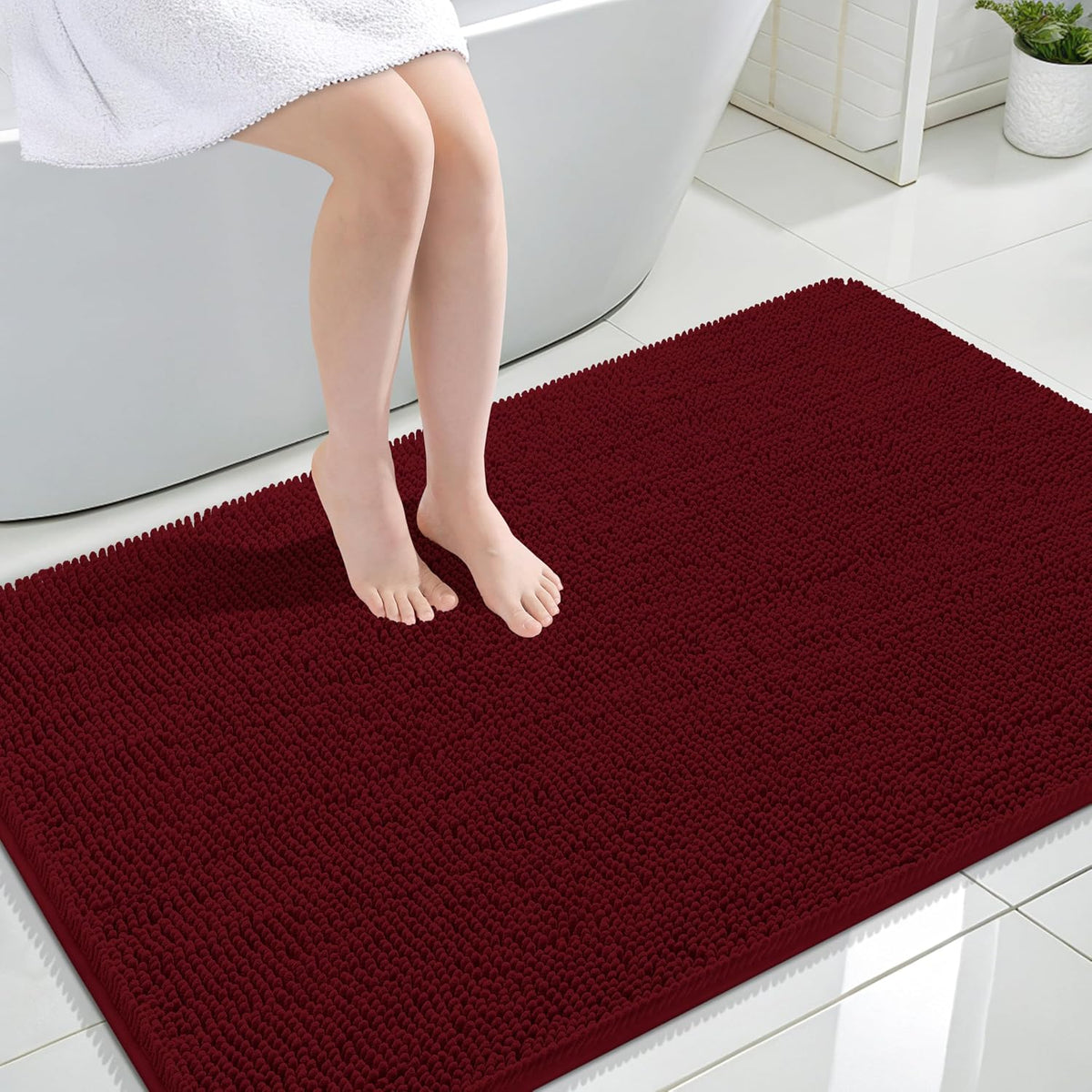 OLANLY Toilet Rugs U-Shaped 20x20,, Soft Absorbent Chenille Contour Rugs