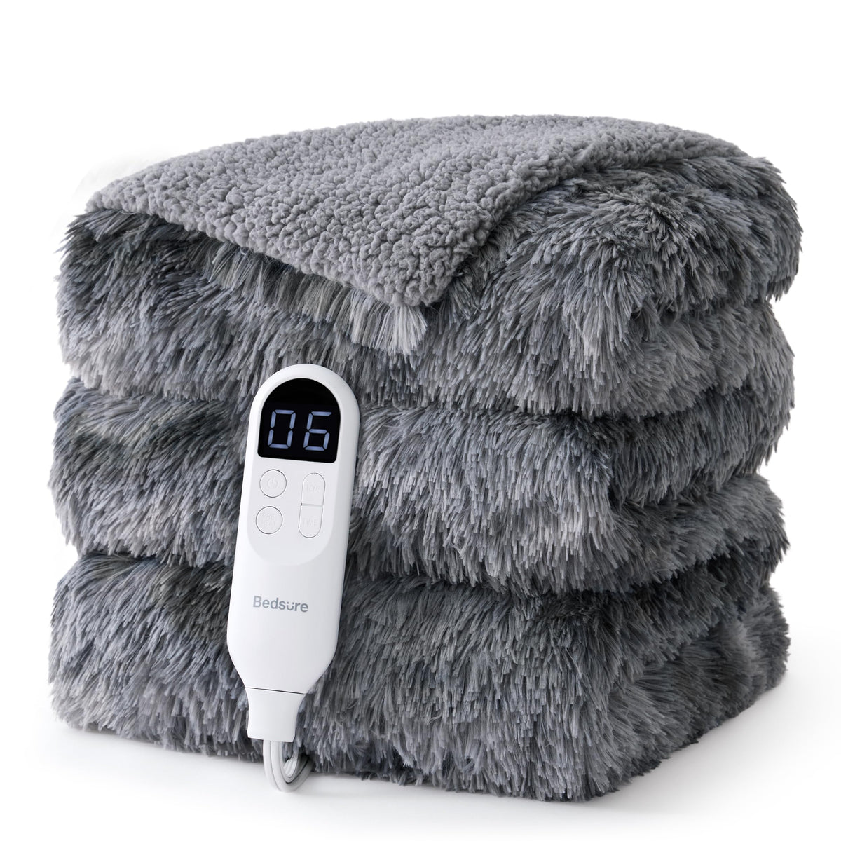 Bedsure Electric Blanket Twin with Preheat Function - Soft Flannel Heated Blanket Twin Size, Fast Heating with 6 Time Settings (Up to 10H) & 6 Heat Settings, Gifts for Grandma (62x84 inches, Grey)