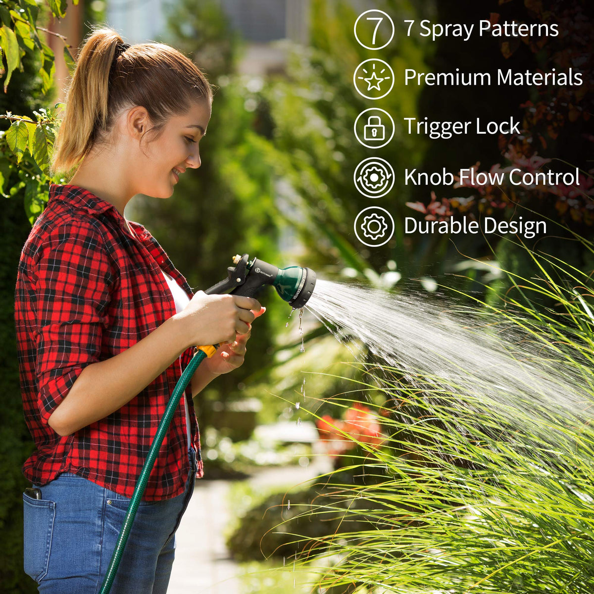 AUTOMAN Garden Hose Nozzle, Water Hose Sprayer Nozzle with 7 Adjustable Watering Patterns, Slip Resistant for Watering Plants, Lawn& Garden, Washing Cars, Cleaning, Showering Pets & Outdoor Fun. Father Jim Norris notebooks