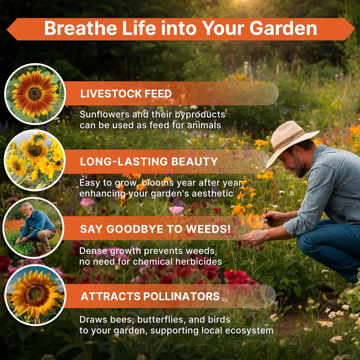 Cosmos Flower Seeds Pack 1 oz - 4,500 Non-GMO Heirloom Annual Seeds for Planting Indoor & Outdoor Gardening, Flower Seed for Garden in Resealable Packet, Floral Mix for Pollinators Perennial Mix Father Jim Norris notebooks