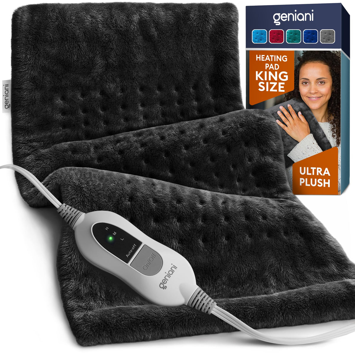 GENIANI XXL Heating Pad for Back Pain & Menstrual Pain Relief, Electric Throw Auto Shut Off,