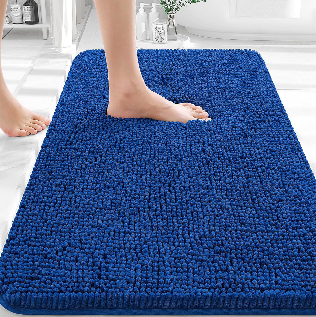 OLANLY Toilet Rugs U-Shaped 20x20,, Soft Absorbent Chenille Contour Rugs