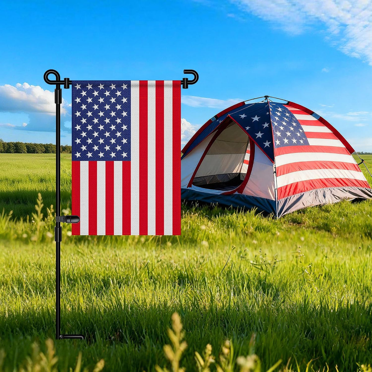 HOOSUN Garden Flag Stand,Premium Garden Flag Holder Pole Metal Powder-Coated Weather-Proof Paint with Graden Flag Clip and Spring Stoppers Without Flag Garden Decorations Father Jim Norris notebooks