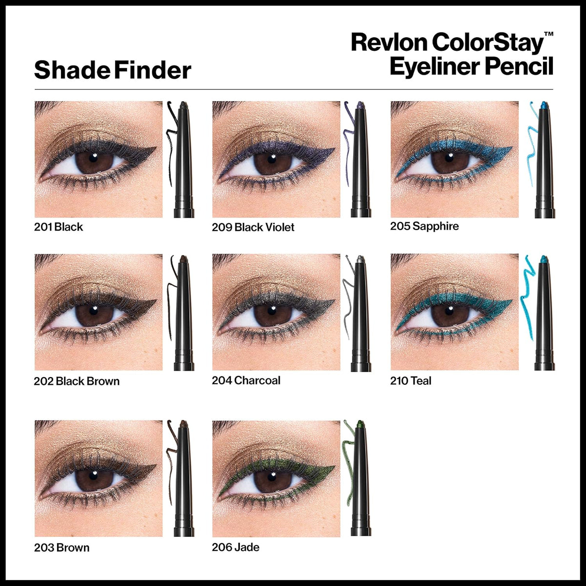 REVLON ColorStay Pencil Waterproof Eyeliner, 204 Charcoal, 0.01 oz