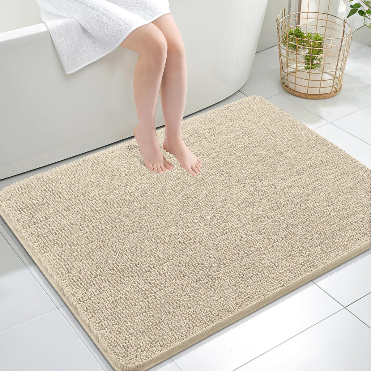 OLANLY Toilet Rugs U-Shaped 20x20,, Soft Absorbent Chenille Contour Rugs