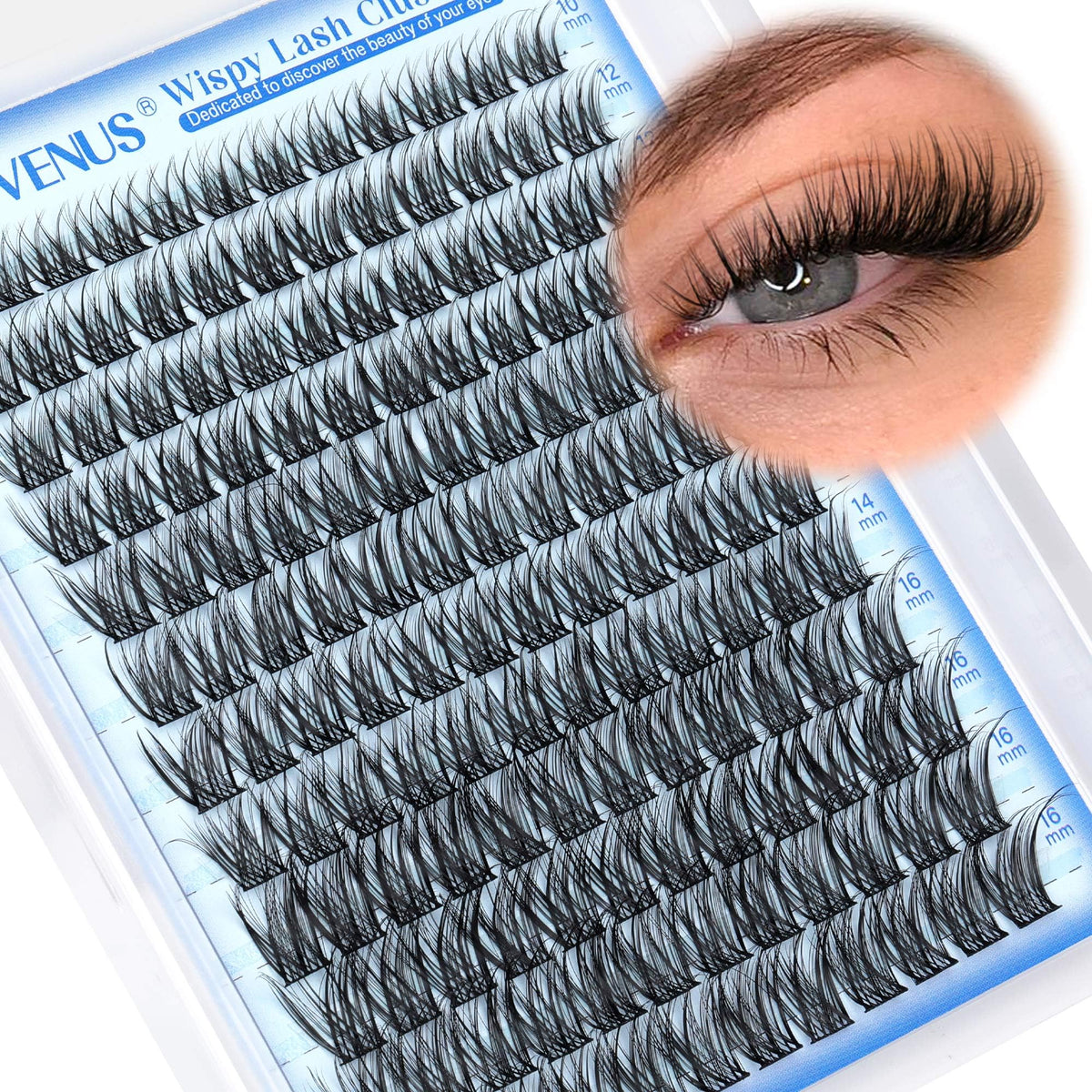 Goddvenus Lash Clusters Kit 9-14mm Wispy Eyelash Clusters Lashes Natural DIY Lash Extension Kit Short Cluster Eyelash Extensions Kit 300pcs C Curl Individual Lashes Cluster Eyelash (With Tweezers)