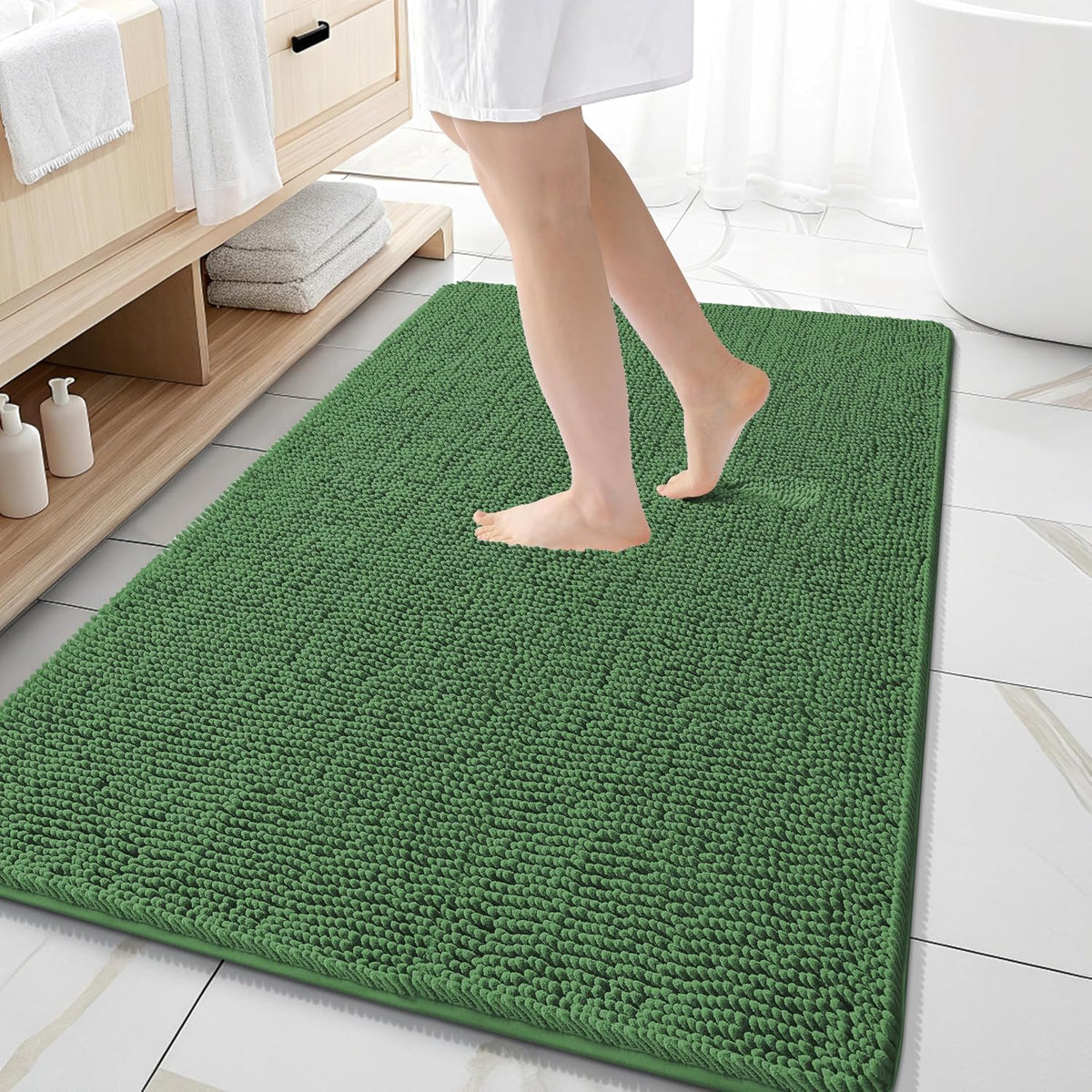 OLANLY Toilet Rugs U-Shaped 20x20,, Soft Absorbent Chenille Contour Rugs