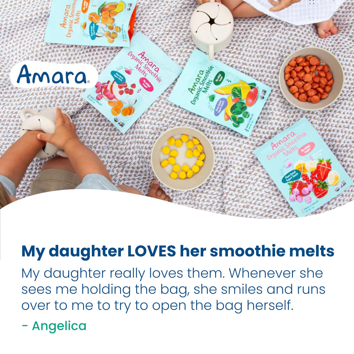 Amara Smoothie Melts - Best Sellers Variety Pack - Baby Snacks Made With Fruits and Vegetables - Healthy Toddler Snacks For Your Kids Lunch Box - Organic Plant Based Yogurt Melts - 6 Packs
