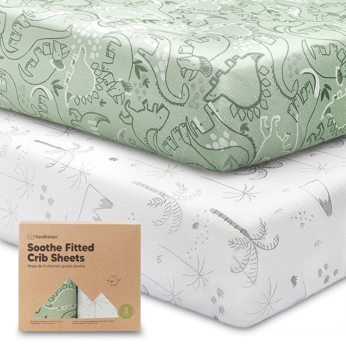 KeaBabies 2pk Organic Cotton Crib Sheets for Boys Girls 52x28, ABC Land Sky