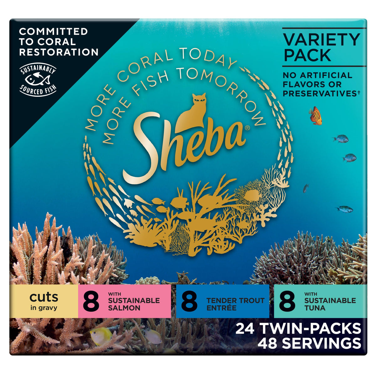 Sheba Perfect Portions Cuts Wet Cat Food, Salmon & Tuna, 2.6 oz, 12 ct, 2pk